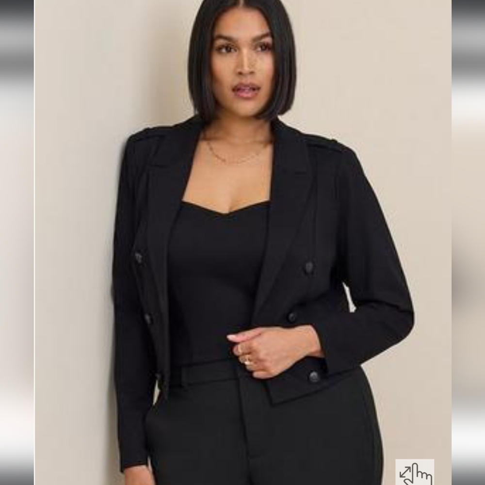 Torrid Lightweight Ponte Crop Military Blazer
